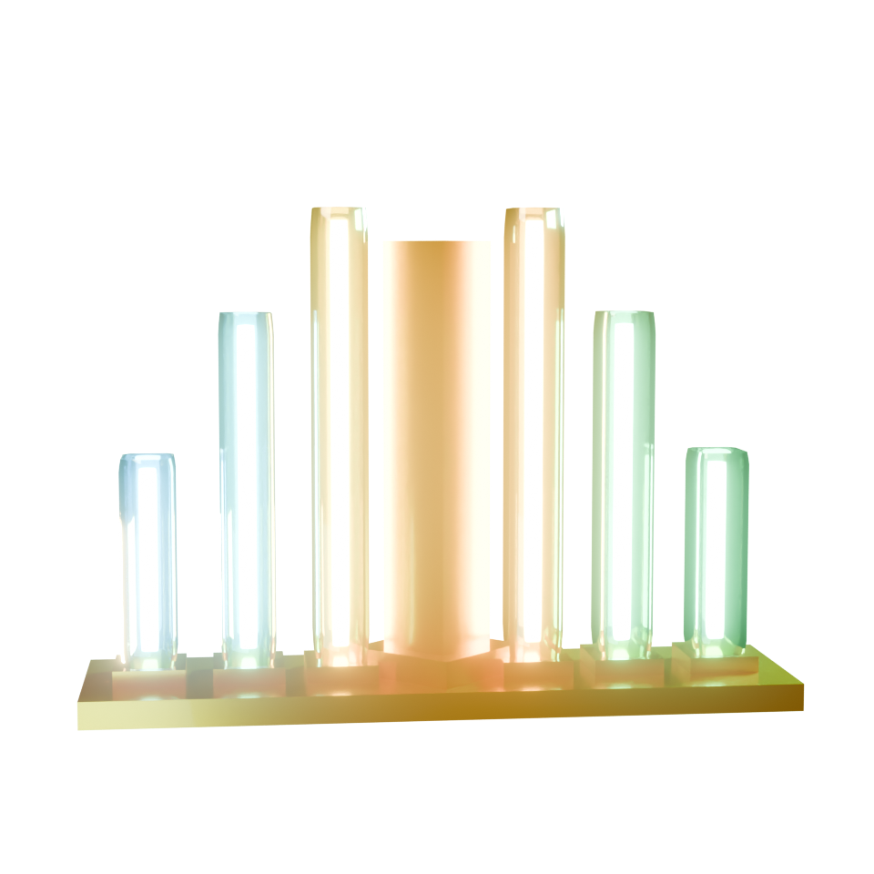 The LeverageIQ Autonomous Neural Core: three sinusoidal voice-waveform meridians and three orbital agent tracks around a diamond resonator.